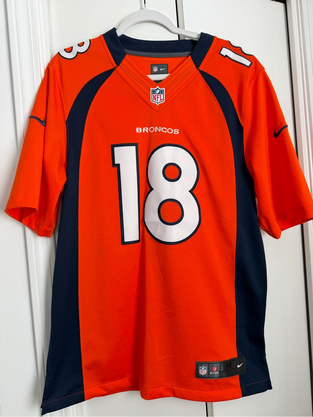 NFL Denver Broncos Orange and Navy #18 Football Jersey